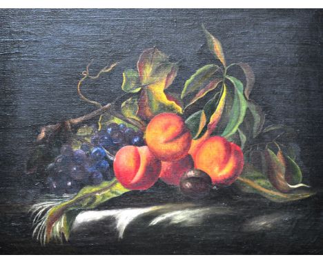 Continental School, Still life of fruit, on a stone shelf, oil on canvas, 40 x 56cms and a companion picture, (2).