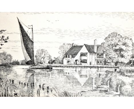 Gwyn Jones, "Horning Ferry, The Norfolk Broads", signed print, 18 x 28cms and other pictures.