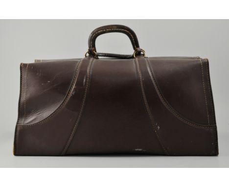 Vintage leather Gladstone bag, suitcase and a violin in case, (3).
