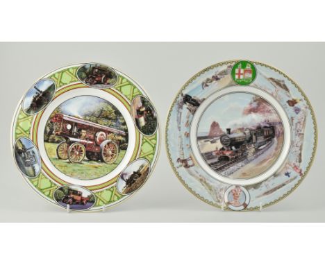 Five Coalport railway plates, including The Tractor Engine Plate, London and North Western Railway Plate, The Great Western R
