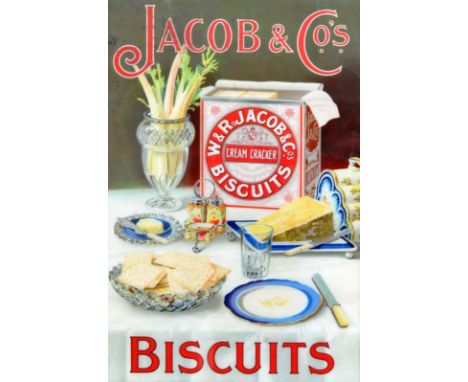 Advertising:  "Jacob and Co's Biscuits", colour print, mounted and framed 25 x 60cms overall and another "Jacob's Original Cr