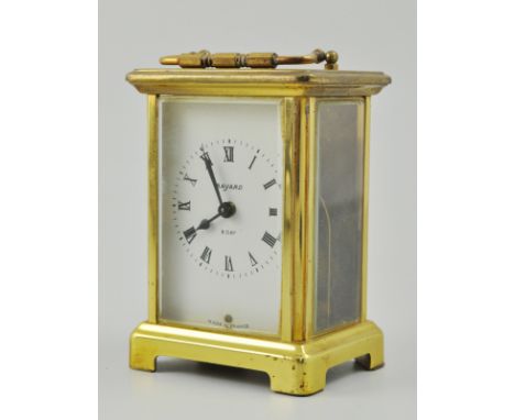 Modern brass-cased carriage clock, Bayard, eight-day movement, Roman numerals.