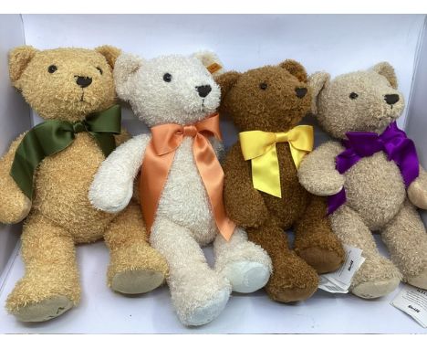    Steiff vintage set of 4 teddy bears Cosy soft children's toy bears 34cm set of 4 issued 2014-2017, with embroidered foot t