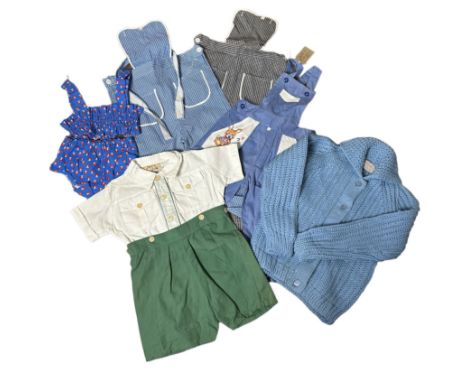 A group of mid-century children's wear, mostly unworn shop stock to include a CC41 nightgown, a pair of novelty print pyjamas