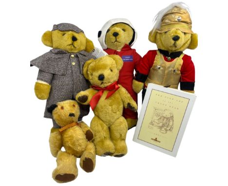 Vintage Ironbridge Merrythought  plush teddy bear toys to include: Sherlock Holmes teddy, a County Air Ambulance teddy and a 