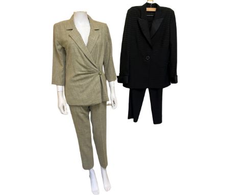 Vintage designer womenswear to include two Juanita Sabbadini suits - one in a moss green woollen jute weave lined in pistachi