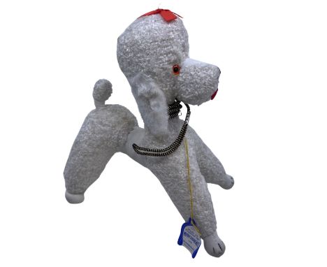 Vintage Ironbridge Merrythought plush teddy bear animals to include: a 1950s standard poodle with leash, glass eyes, coral gr