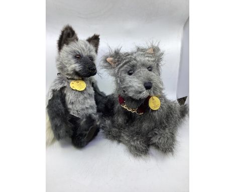 Charlie Bears collectable vintage teddy bear toys: 124984 Franklin Fox and 631237 Diffor Scottish Terrier Dog. (2)