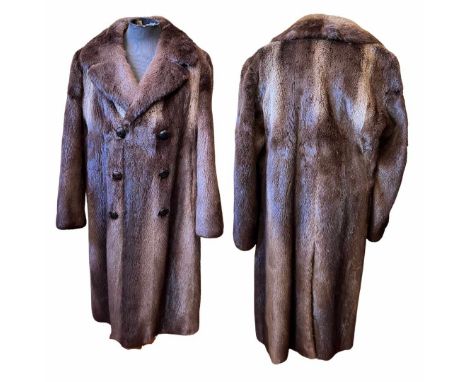 Two vintage mens coat to include a Marlboro Classics riding coat and a 1985 Steen & Wright beaver fur coat. (2) The Marlboro 