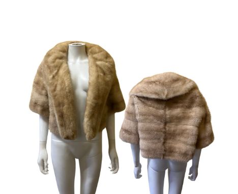 A selection of vintage furs to include a mid-century palomino mink cropped jacket with dolman sleeves, a cream rabbit capelet
