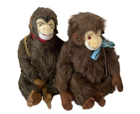 Vintage Ironbridge Merrythought plush teddy bear animal toys to include: a standing plush velveteen panda bear, a Merrythough