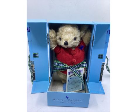 Merrythought boxed Mr Woppit; still fixed in box and a charming replica toy of Donald Campbells teddy taken with him on the B