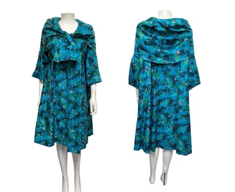A 1950s /60s duster coat with opera style collar that can be styled as a hood by Rembrandt, a 1960s Eastex for Fenwick coat, 