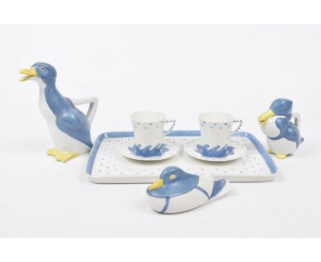 A Theodore Haviland four Lomoges porcelain 'duck' service, designed by Edouard Marcel Sandoz Comprising a rectangular tray, t