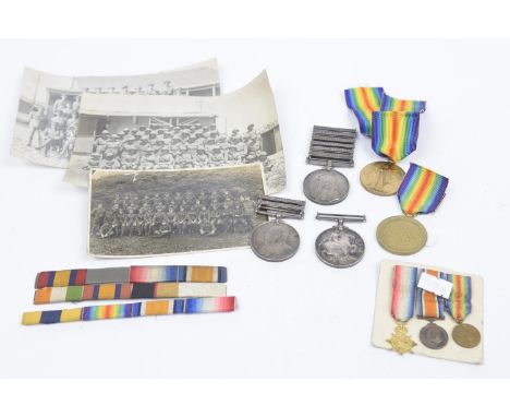 A collection Boer War and World War I medalsTo include an unnamed Queen Victoria South Africa medal with bars for Lang's neck