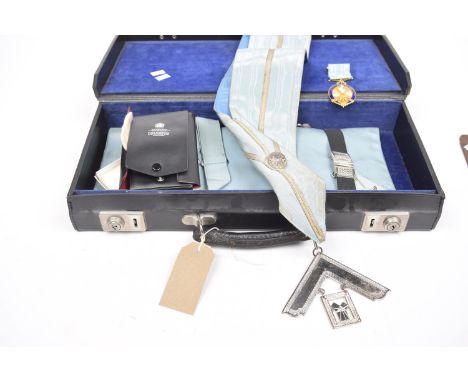 A collection of Masonic regalia To include a silver and enamel jewel for The Anvil Lodge Number 7427, further gilt metal and 