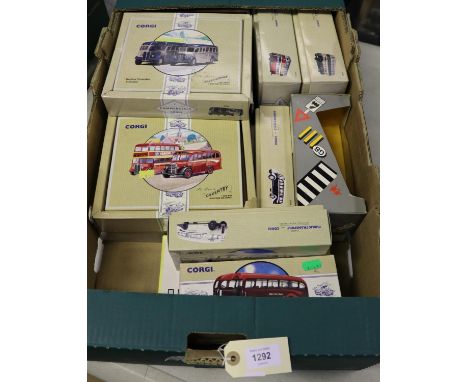 12 Corgi Classics buses and coaches. 5x Two Vehicle sets - AEC Regal/Bedford OB, Silver service. AEC Bus/Bedford OB, Coventry
