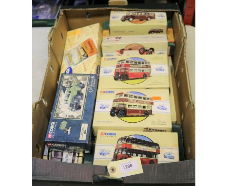 12 Corgi Classic buses and coaches etc. 2x Guy Arab Utility, Swindon and Oxford. 2x Bristol K Utility, L.T. and Cardiff. 2x A