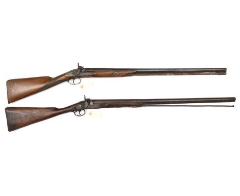An SB 16 bore percussion sporting gun,  42" overall, barrel 30", GWO &amp; QGC (worn and pitted overall, one ramrod pipe miss