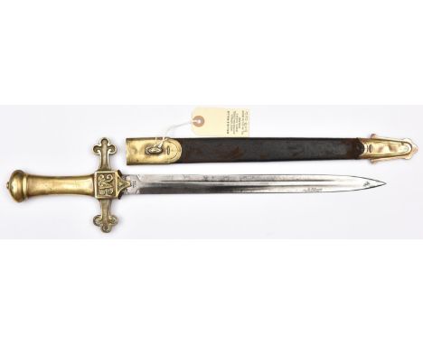 A Vic drummer's sword Mk II,  DE blade 13", by Mole B'ham, brass hilt, the crossguard with VR cypher in the central panel, in