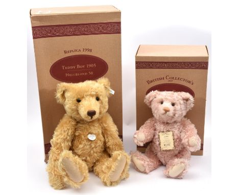 2 Steiff Limited Edition Teddy Bears. A 1998 Steiff Club Teddy Bear - Teddy Boy 1905 (404320) in yellow mohair, growler inope