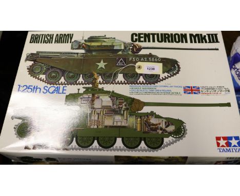 A Tamiya 1:25 scale British Army Centurion Tank Mk111. (30614/4500). Unmade, as new boxed, contents still sealed with instruc