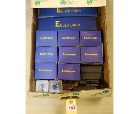 A quantity of Egger-Bahn and Liliput 9mm HO n model railway. Egger-Bahn: 8 Loco Sheds, all boxed. 20 freight wagons including