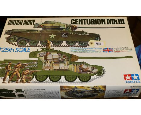 A Tamiya 1:25 scale British Army Centurion Tank Mk111. (30614/4500). Unmade, as new boxed, contents still sealed with instruc