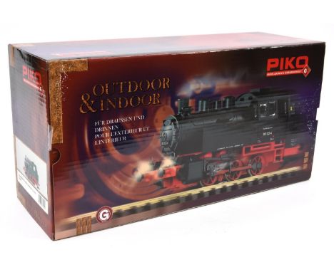 A G scale garden railway Piko 0-6-0T locomotive (37201).  A Bundesbahn loco, Zeche-Werne 13, in green, red and black livery. 