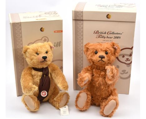2 Steiff Limited Edition Teddy Bears. 2 British Collector's series- 2005 issue (661969) in golden apricot mohair, with growle
