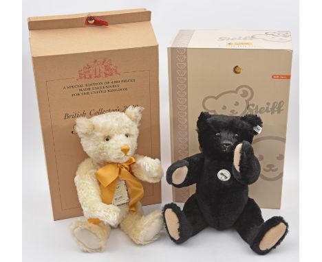 2 Steiff Limited Edition Teddy Bears. A 2008 Steiff Club Teddy Bear - 1907 black bear (420825) in black mohair, with no growl