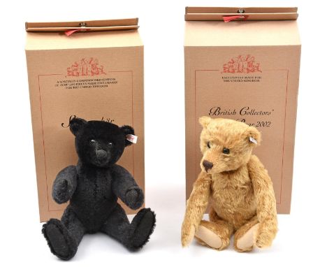 2 Steiff Limited Edition Teddy Bears. 2 British Collector's series- A 2001 issue Schwarzbar (660627) in black mohair, copy of