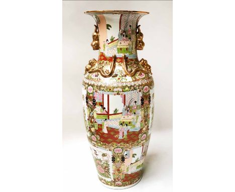 FLOOR STANDING VASE, Chinese ceramic famille rose and gilt decorated, 93cm H. 
