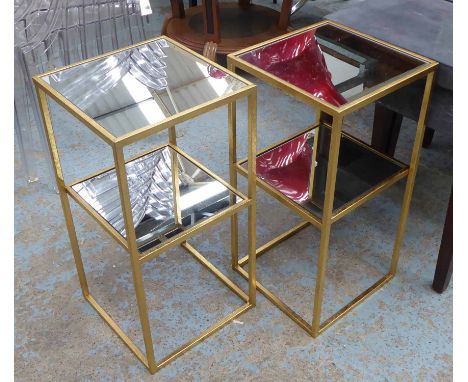 SIDE TABLES, a pair, 1960s French inspired, with shelf underneath, 61cm x 31cm x 31cm. (2)