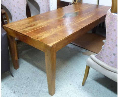 DINING TABLE, contemporary design, wood structure with copper panel detail, 200cm x 91cm x 79cm. 