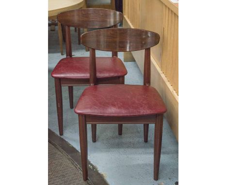 SCHREIBER DINING CHAIRS, a set of four, vintage 1970s English, 74cm H x 45cm. (4) (slight faults)