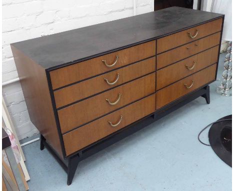 SIDEBOARD, vintage mahogany with ebonised detail, eight drawers, 130cm x 46cm x 72cm. (with faults)