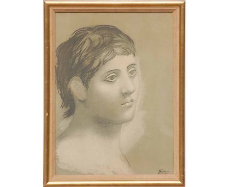 PABLO PICASSO Tete de Jeune Homme, lithograph, 60cm x 45cm, framed and glazed.