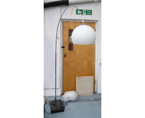 ARCO INSPIRED FLOOR LAMP, polished metal with marble base, 190cm H.