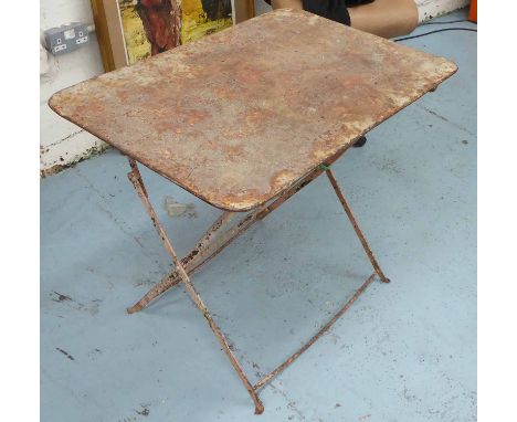 GARDEN DINING TABLE, vintage, 20th century French, 81cm x 56cm x 70cm (with faults).