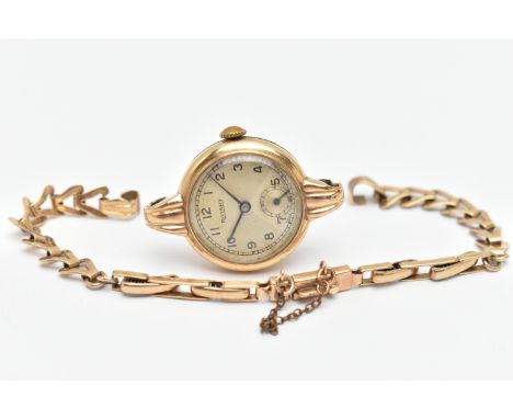 A LADIES 9CT GOLD 'ROTARY' WRISTWATCH, manual wind, round silvered dial signed 'Rotary', Arabic numerals, subsidiary dial at 