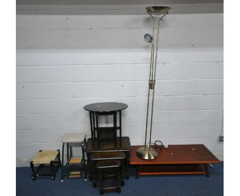 A SELECTION OF OCCASIONAL FURNITURE, to include a rectangular coffee table, width 117cm x depth 43cm x height 30cm, a standar