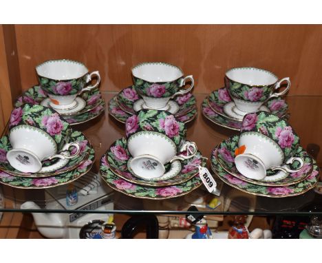 SIX ROYAL ALBERT TRIOS, in the Needle Point pattern (18) (Condition Report: pieces appear in good general condition, one cup 