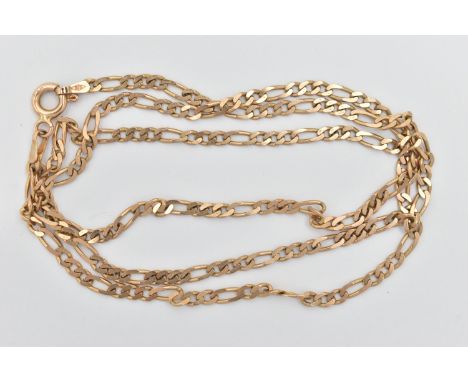 A 9CT GOLD FIGARO CHAIN, fitted with a spring clasp, hallmarked 9ct Sheffield import, length 520mm, approximate gross weight 