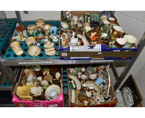 THREE BOXES AND LOOSE ORNAMENTS to include a large quantity of Sylvac items to include bud vases with swans, squirrels, fawns