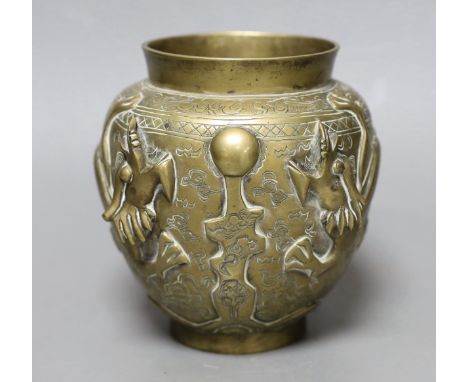 A Chinese bronze ‘dragon’ vase, early 20th century, 14cm