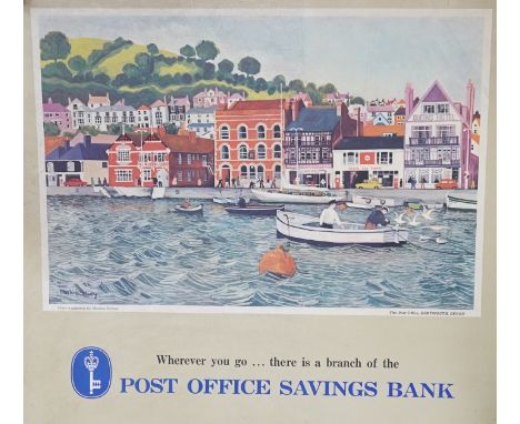 Martina Selway, lithograph, poster for 'The Post Office, Dartmouth, Devon', laid on board, 89 x 100cm, unframed