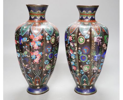 A pair of Japanese cloisonné enamel  vases, 26cm