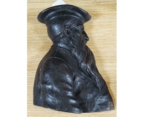 A Flemish style carved profile portrait, 28cms high