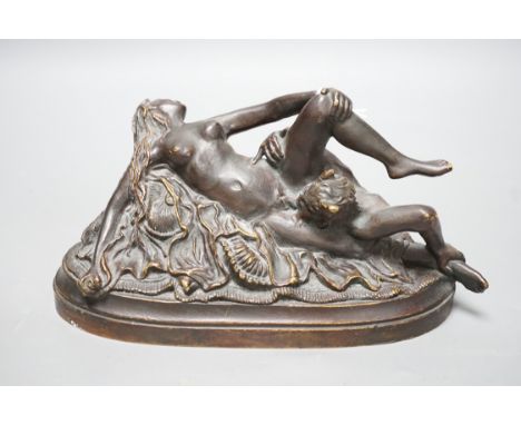 A 20th century erotic and demonic bronze figure group, 20cm long